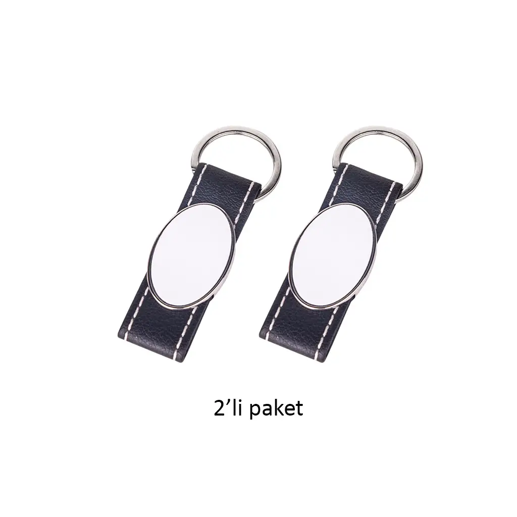 Süblimasyon Deri Oval Tek Taraflı Anahtarlık - 2'li Paket