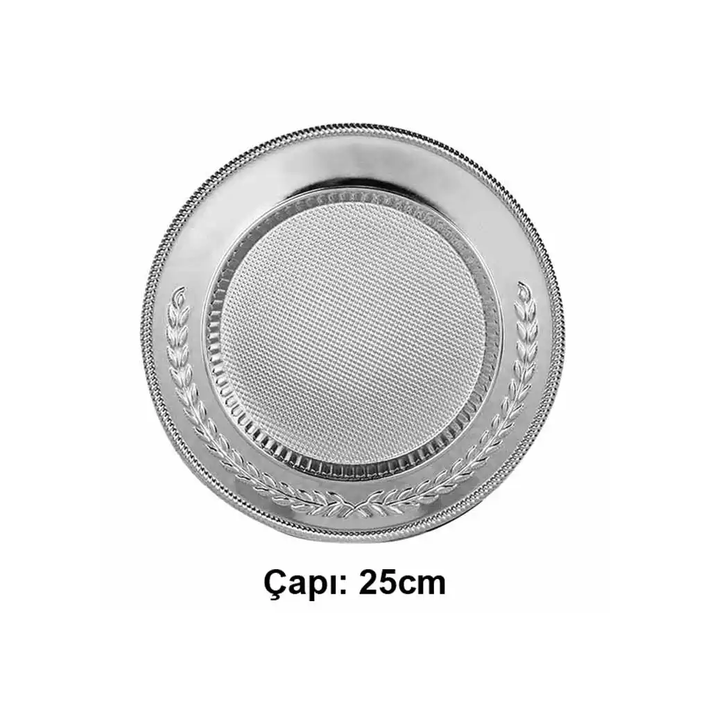 Süblimasyon Gümüş Metal Plaket Tabak Başak Desenli Supla - 25cm