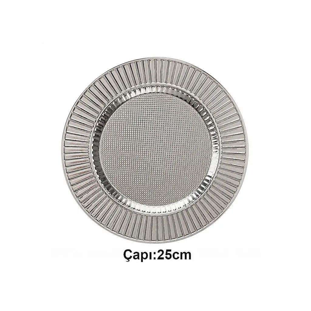 Süblimasyon Gümüş Metal Plaket Tabak Güneş Desenli Supla - 25cm