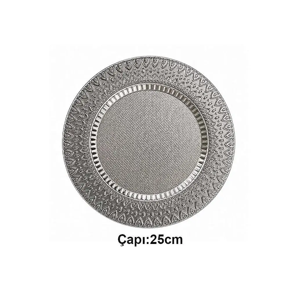Süblimasyon Gümüş Metal Plaket Tabak Kalp Desenli Supla - 25cm