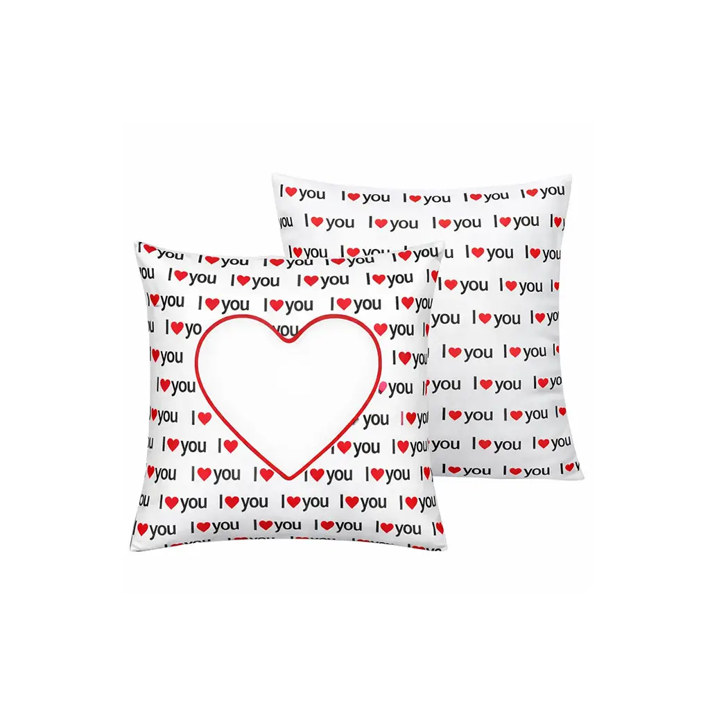 Süblimasyon I Love You Kalp Desenli Yastık Kılıfı