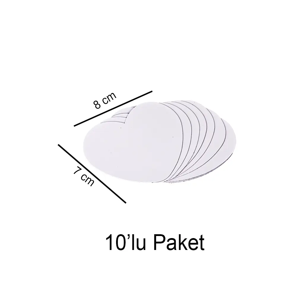 Süblimasyon Kalp Magnet 7x8cm - 10'lu Paket