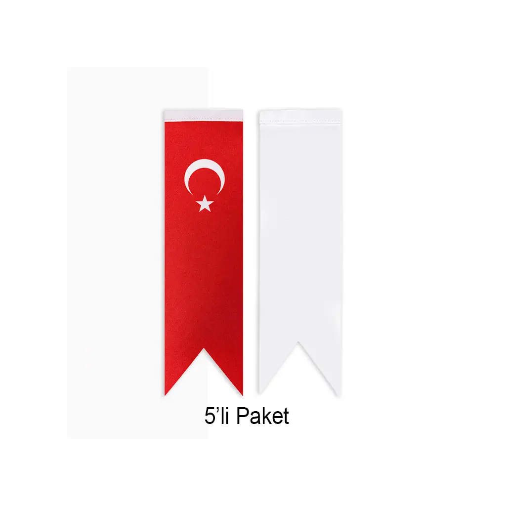 Süblimasyon Kırlangıç Beyaz & Türk Saten Masa Bayrağı - 5'li Paket