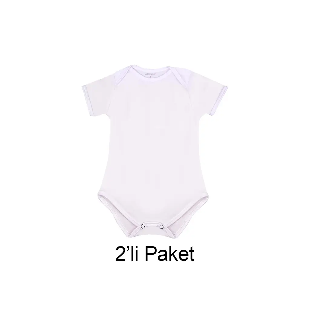 Süblimasyon Kısa Kol Beyaz Bebek Zıbın - 2'li Paket