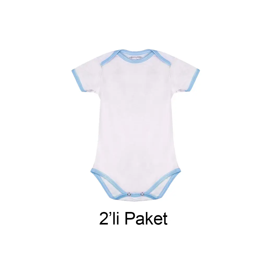 Süblimasyon Kısa Kol Mavi Bebek Zıbın - 2'li Paket