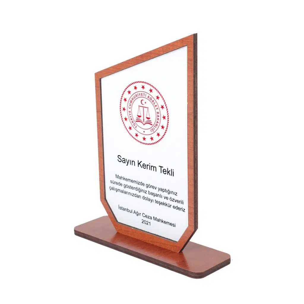 Sublimasyon Metal Baskılı Kahverengi Ahşap Plaket
