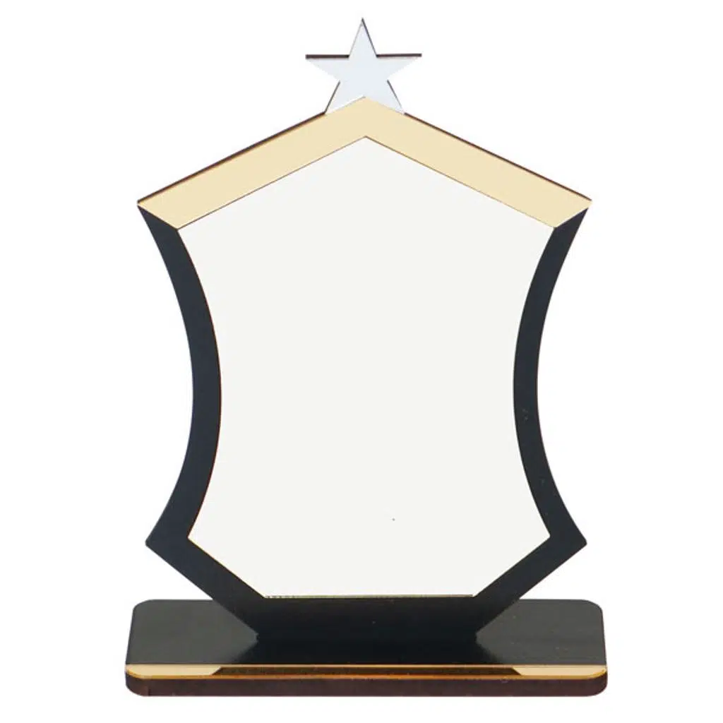 Sublimasyon Metal Baskılı Siyah Ahşap Plaket - Beyaz Metalli