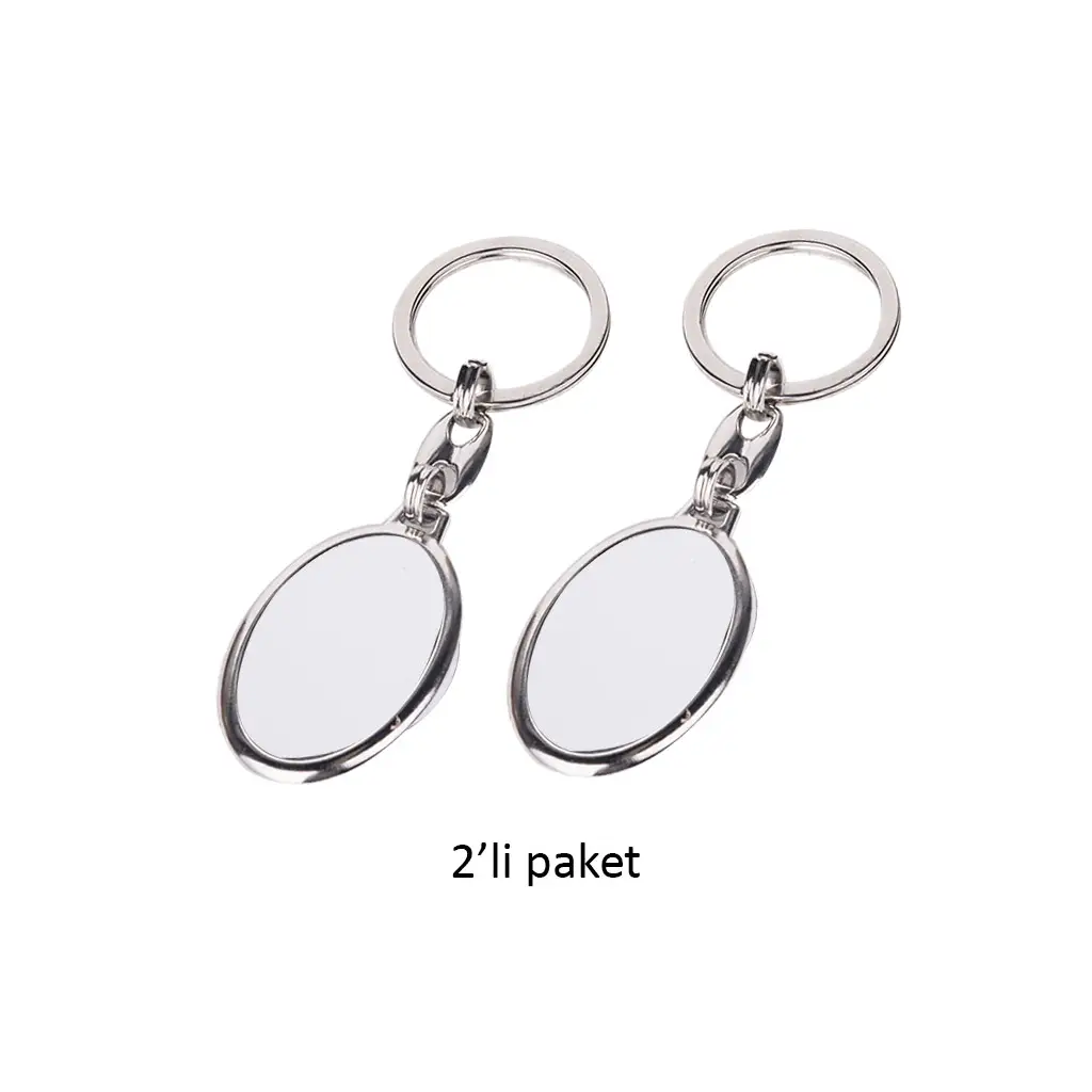 Süblimasyon Oval Tek Taraflı Metal Anahtarlık - 2'li Paket