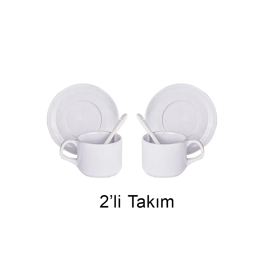 Süblimasyon Porselen İkili Kaşıklı Fincan Seti