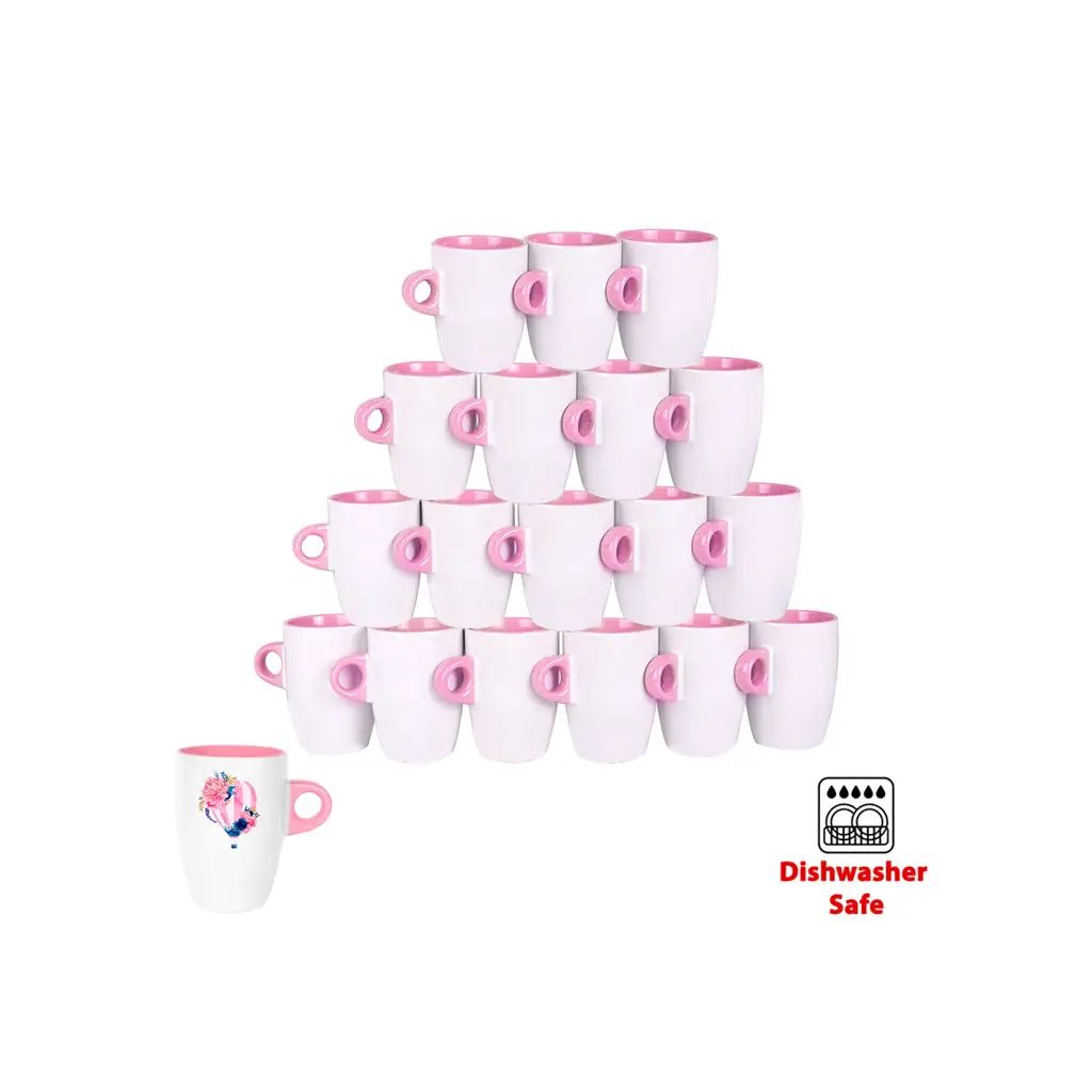 Süblimasyon Porselen Pembe Latte Kupa Bardak