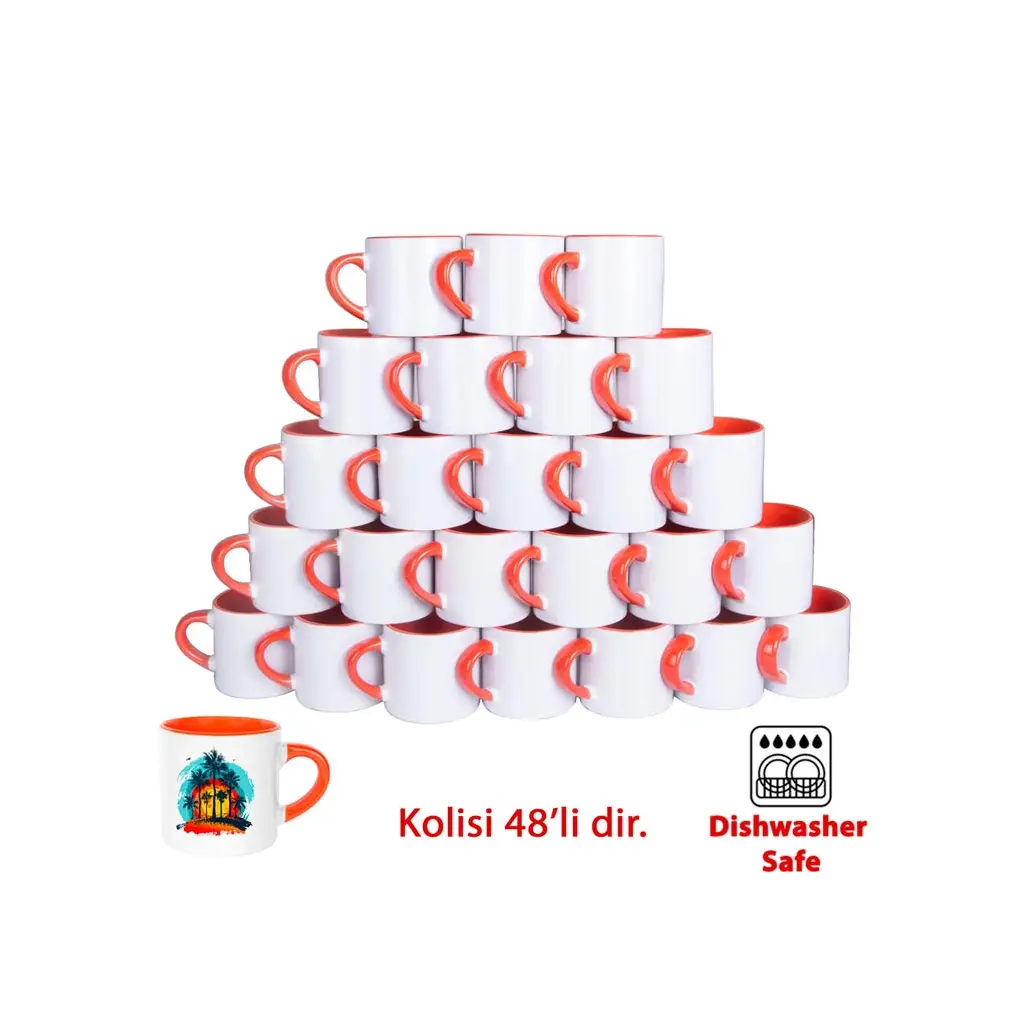Süblimasyon Porselen Turuncu Nescafe Fincanı