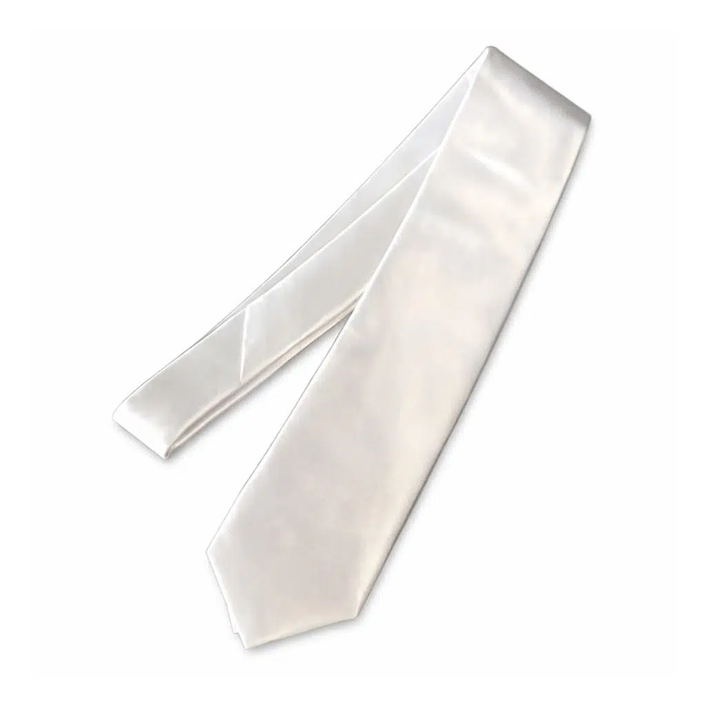 Saten Süblimasyon Beyaz Kravat