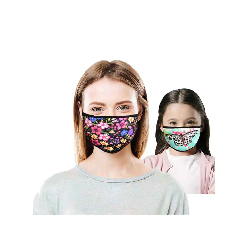 Sublimasyon Siyah Biyeli Yıkanabilir Maske - Çocuk Ve Yetişkin