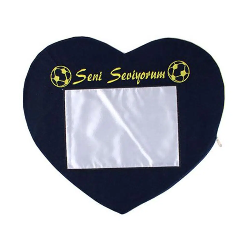 Sublimasyon Taraftar Kalp Yastık - Sarı Lacivert