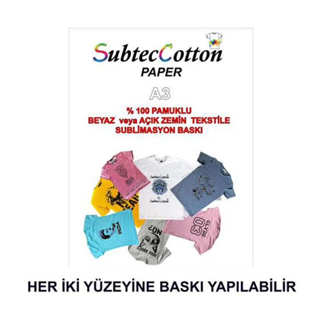 SubtecCotton Transfer Baskı Kağıdı (10 adet A3)