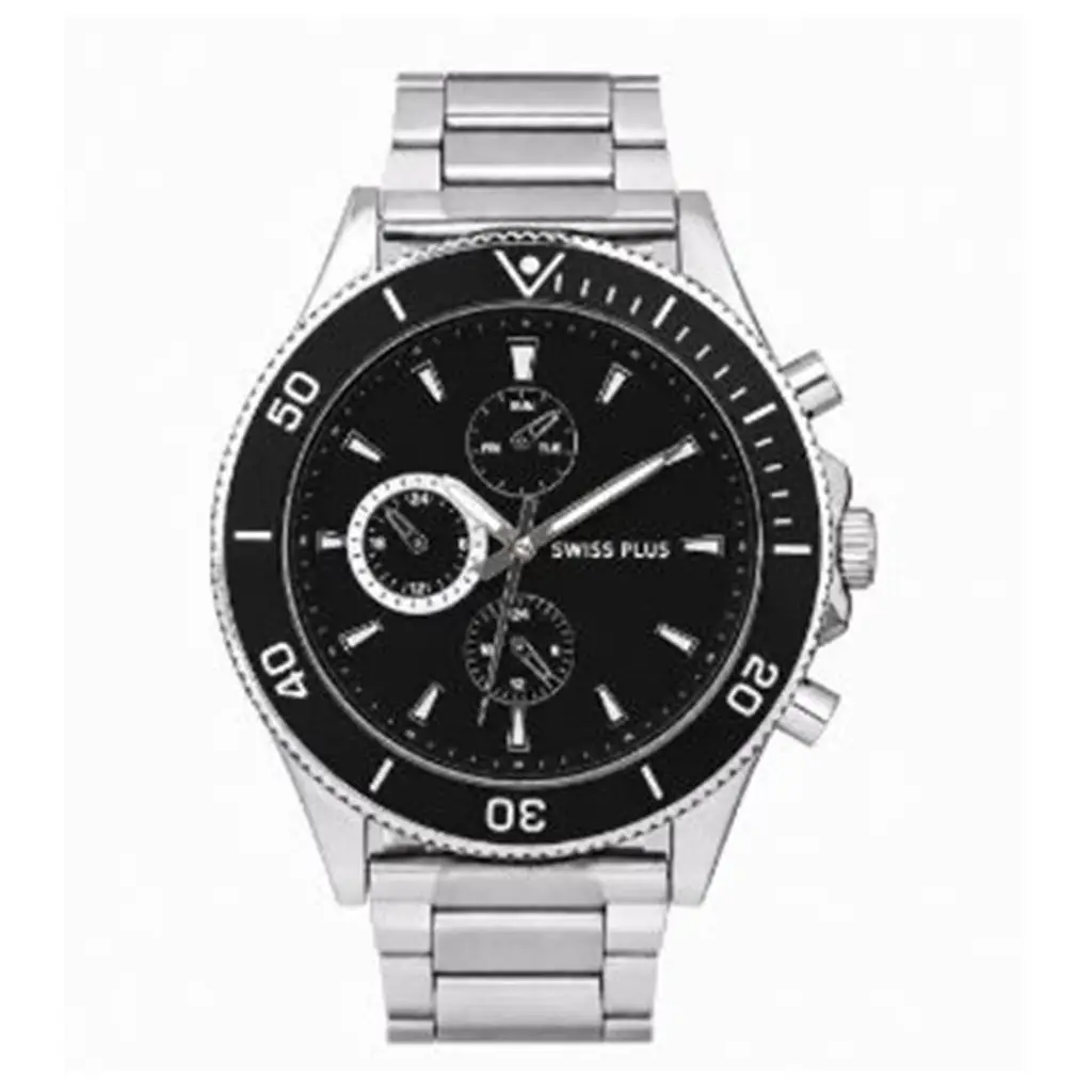 Swiss Plus Man Watch Basic Seri Model-10 ST3516AGS Lüx Black-Silver(Kol Saati)