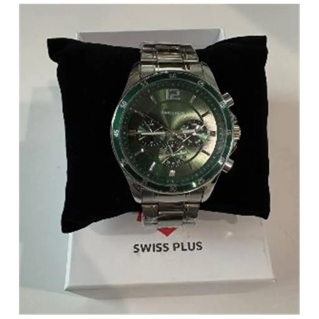 Swiss Plus Man Watch Basic Seri Model-2 ST3516AGS Green-Silver(Kol Saati)