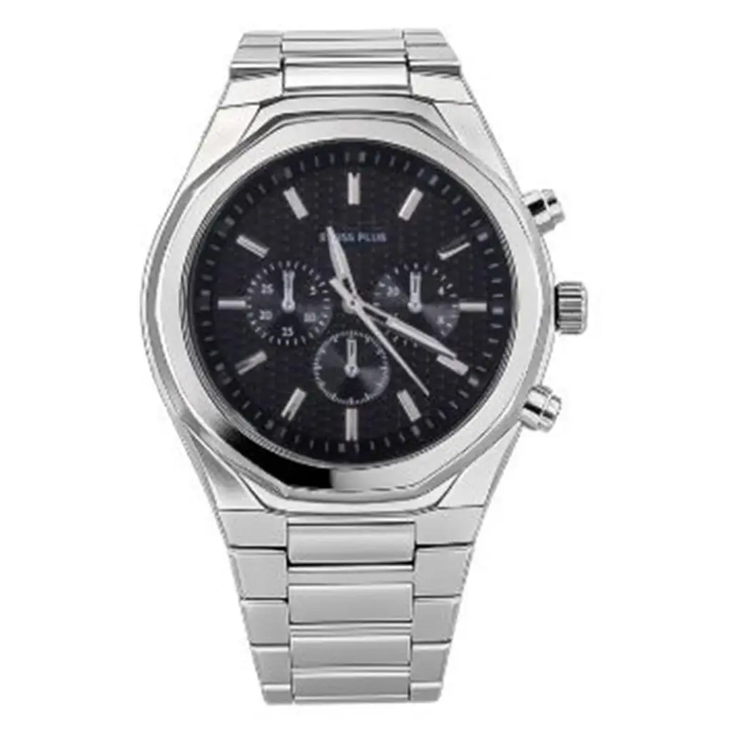 Swiss Plus Man Watch Basic Seri Model-4 ST3503AGS Plus Black-Silver(Kol Saati)