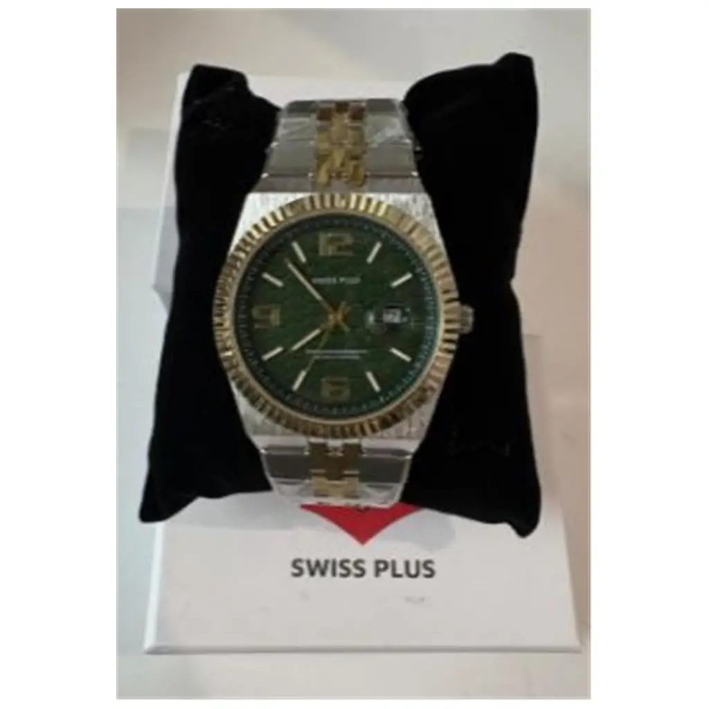 Swiss Plus Man Watch Premium Seri Model-3 ST3450AGS Green-Gold(Kol Saati)