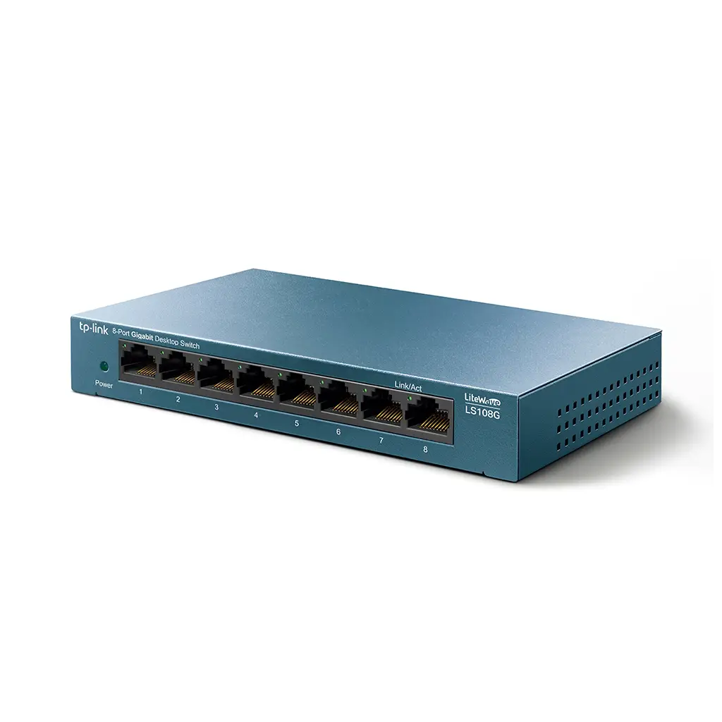 TP-LINK LS108G, Green Tech, 8 Port GigaBit, Yönetilemez, Metal Kasa, Masaüstü Switch