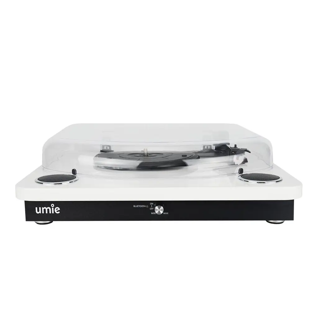 UMİE Bemol Beyaz Piano Kaplama 10W BT İN, BT OUT, RCA, USB Özellikli Nostaljik Pikap