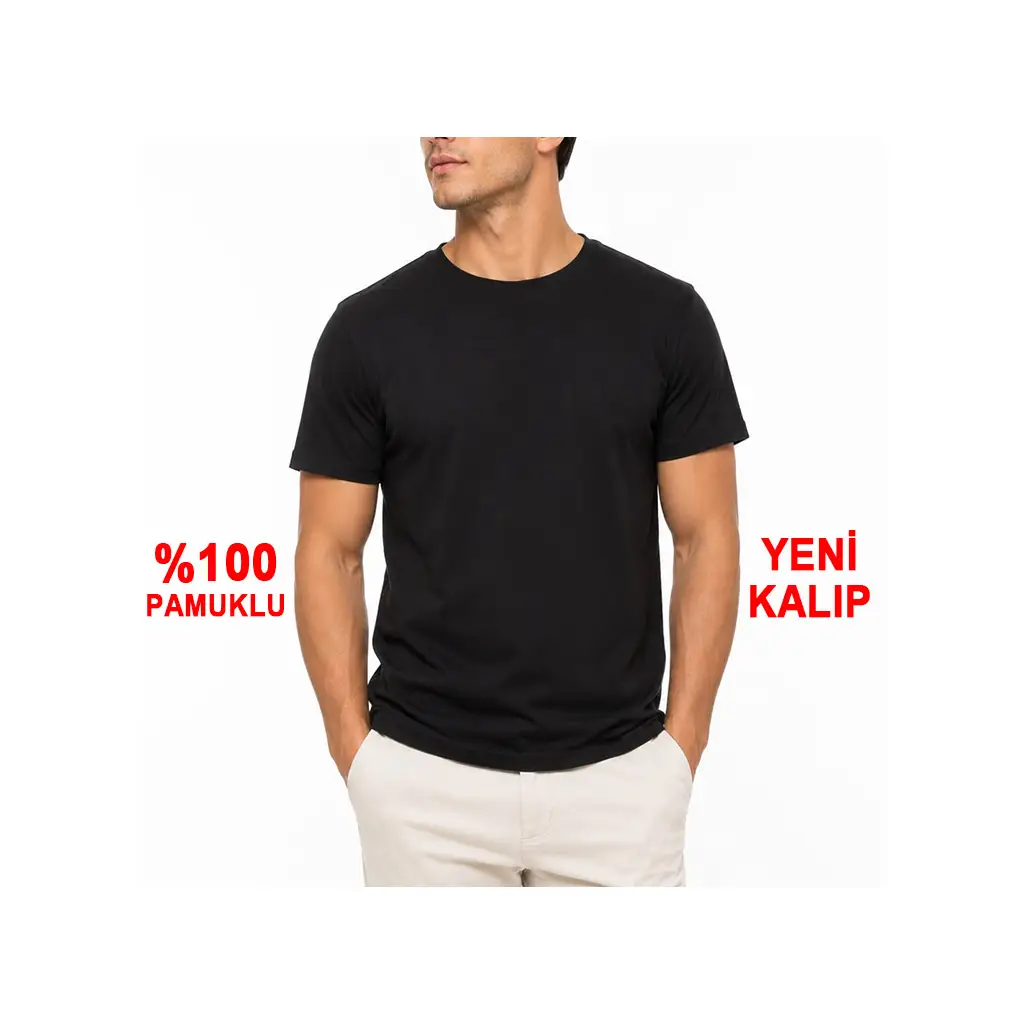 Unisex Regular %100 Pamuklu Siyah Tişört
