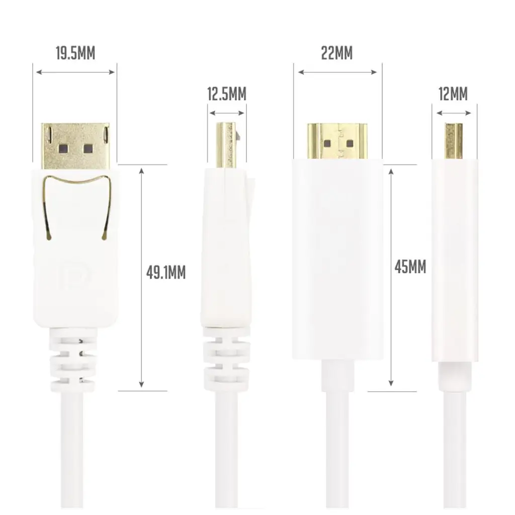 Vcom CG605L-3.0 Beyaz 3.0MT Display Port Erkek To Hdmi Erkek Kablo