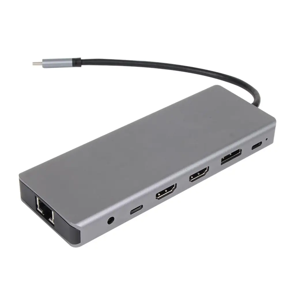 Vcom CU4706 Type-C To HDMI-2+DP+USB3.0-3+TYPE C+USB2.0+RJ45+SD2.0+TF2.0+PD+DC 3.5mm 13 in 1 Çevirici