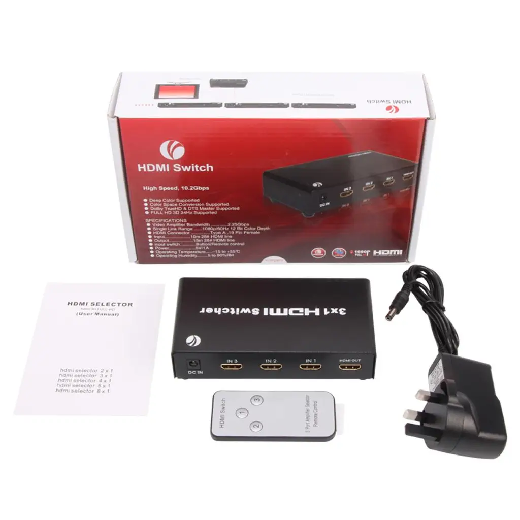 Vcom DD433 3-1 Port 1.4V 3D Metal Hdmi Switch