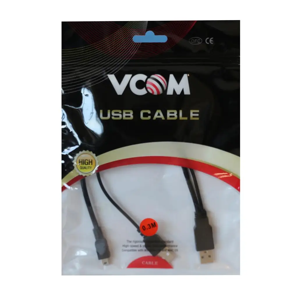 Vcom Usb 2.0 2-Mini Usb 5Pin Black 0.3M