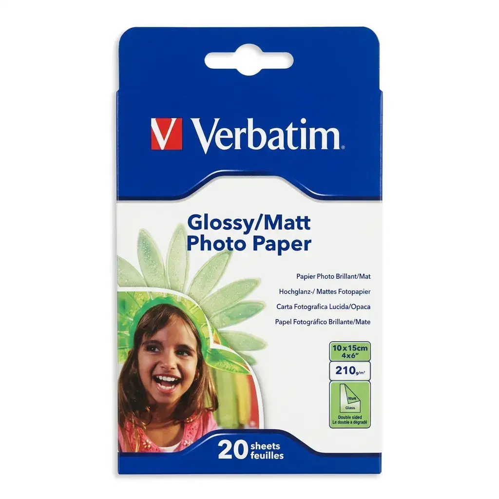Verbatim 45024 10x15 cm Çift Taraflı Fotoğraf Kağıdı 210 gr 20 Yaprak (Bir Yüzü Parlak / Bir Yüzü Mat)