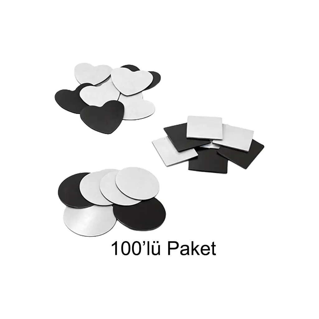 Yapışkanlı Buton Rozet Magnetleri - 100'lü Paket