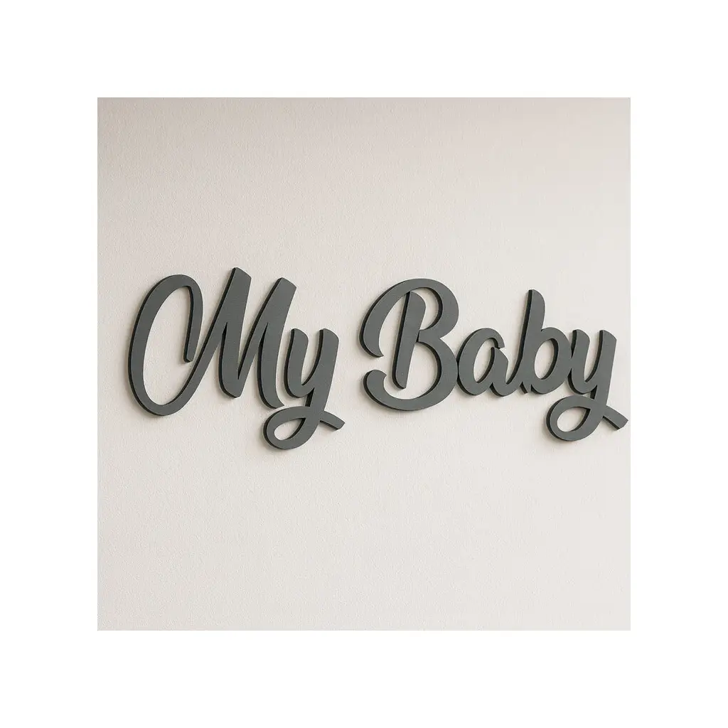 Yapışkanlı My Baby Ahşap Duvar Yazısı - Kutulu