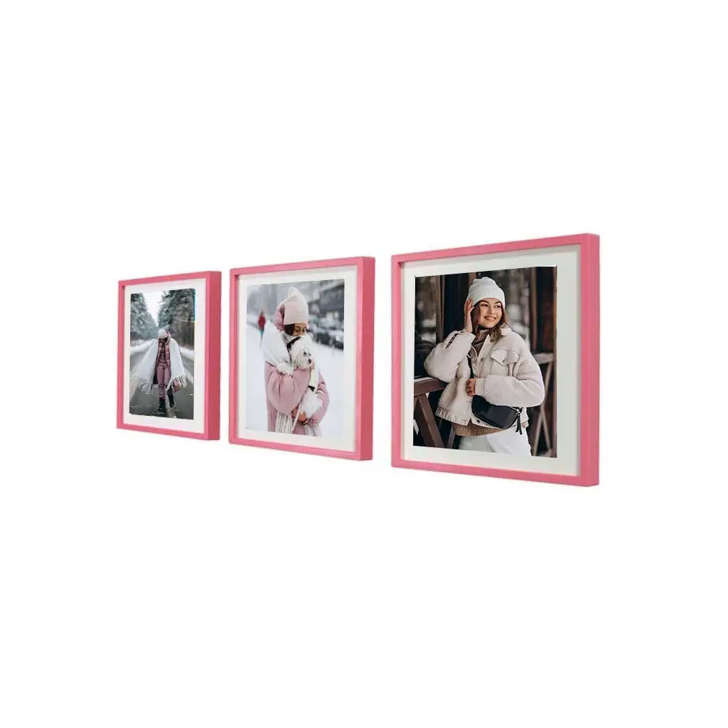 Yapışkanlı Sök Tak Kare Çerçeve - Pembe 3'lü paket