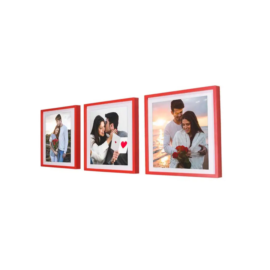 Yapışkanlı Sök Tak Kare Çerçeveler - Kırmızı 3'lü paket