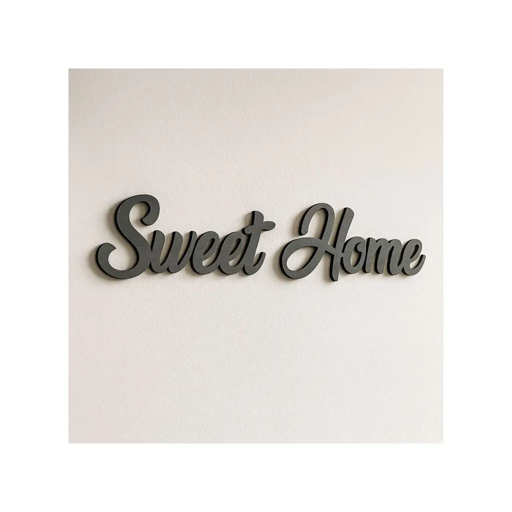 Yapışkanlı Sweet Home Ahşap Duvar Yazısı - Kutulu