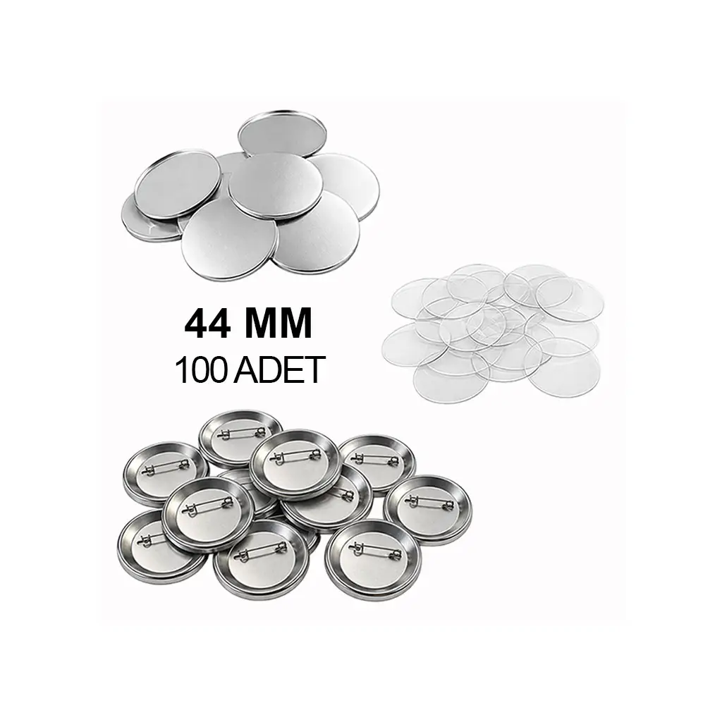 Yuvarlak Rozet Malzeme Seti 44mm - 100 Adet