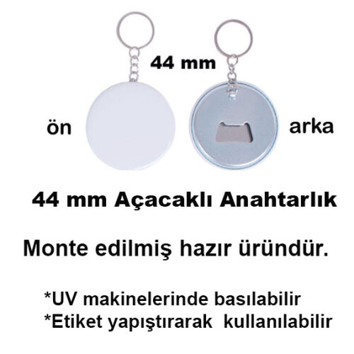 Uv Baskı İçin 44 mm Açacaklı Anahtarlık (50 adet) - OFİSOMİ-S