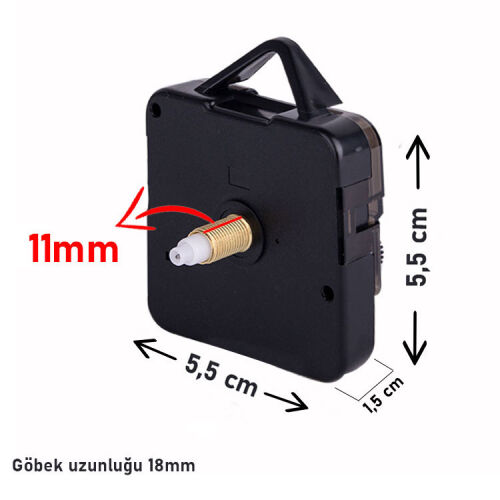 Uzun Shaftlı Saat Mekanizması 11 mm Shaft Uzunluğu - 1