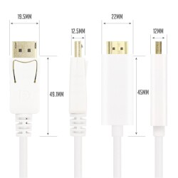 Vcom CG605L-1.8 Beyaz 1.8MT Display Port Erkek To Hdmi Erkek Kablo - 2
