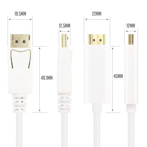 Vcom CG605L-1.8 Beyaz 1.8MT Display Port Erkek To Hdmi Erkek Kablo - 2