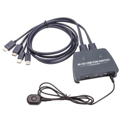 Vcom DD221-4K 2 Port Hdmi 1.4V 4K@30Hz Plastik Kasa Kvm Switch - 1