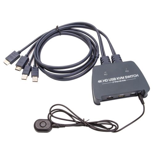 Vcom DD221-4K 2 Port Hdmi 1.4V 4K@30Hz Plastik Kasa Kvm Switch - VCOM