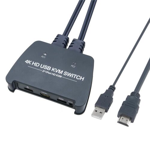 Vcom DD221-4K 2 Port Hdmi 1.4V 4K@30Hz Plastik Kasa Kvm Switch - VCOM (1)
