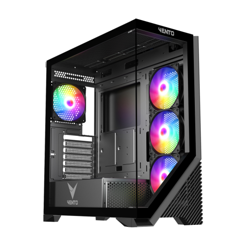 VENTO VG4202FL Mid Tower, 850W 80+ Siyah, Temperli Cam, RGB, ATX GAMING KASA - Vento