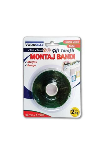Vodaseal Çift Taraflı Montaj Bandı 19mmX5 Mt Şeffaf Vhb Bandı (Banyo- Mutfak- Cam-Ayna) - 1