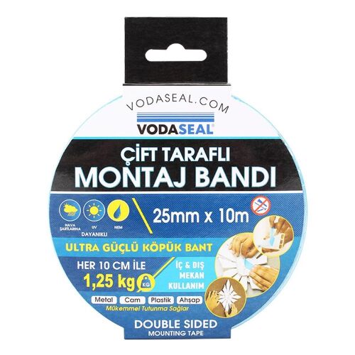 Vodaseal Çift Taraflı Montaj Bantı 25MMX10mt Ultra Köpük Bant - 1
