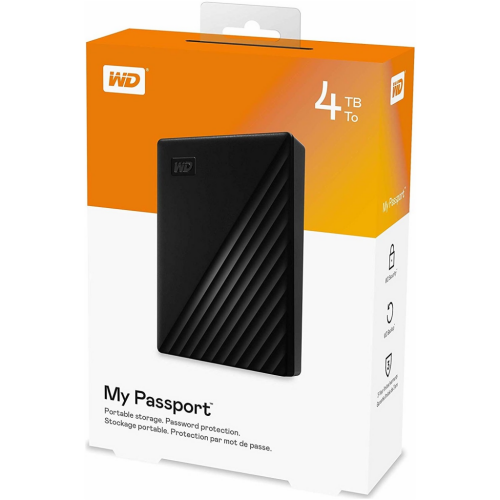 WD WDBPKJ0040BBK-WESN, MyPassport 4TB 2,5" USB3.2, Taşınabilir, Harici HDD, Siyah, (Türkiye Distribütörü Garantili) - Western Digital