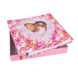 Yapışkanlı 20 Yaprak Kutulu Dantelli Fotoğraf Albümü - 22x25cm - 9
