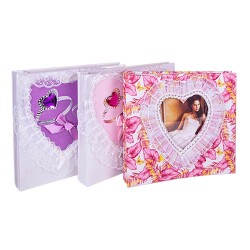 Yapışkanlı 20 Yaprak Kutulu Dantelli Fotoğraf Albümü - 22x25cm - 1